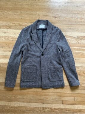Zara Brown Herringbone Knit Blazer